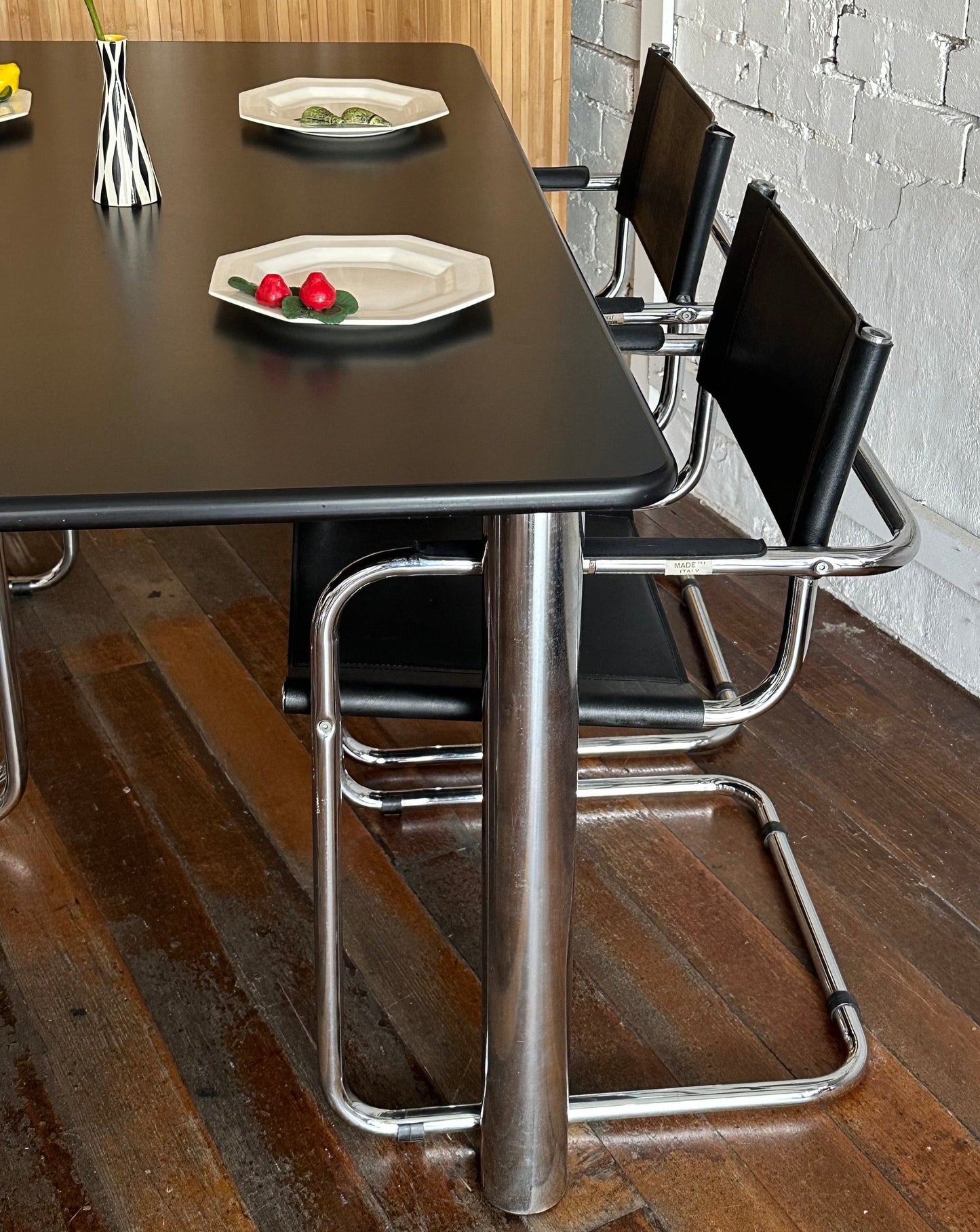 Leather and Chrome Dining Chairs, 1960s