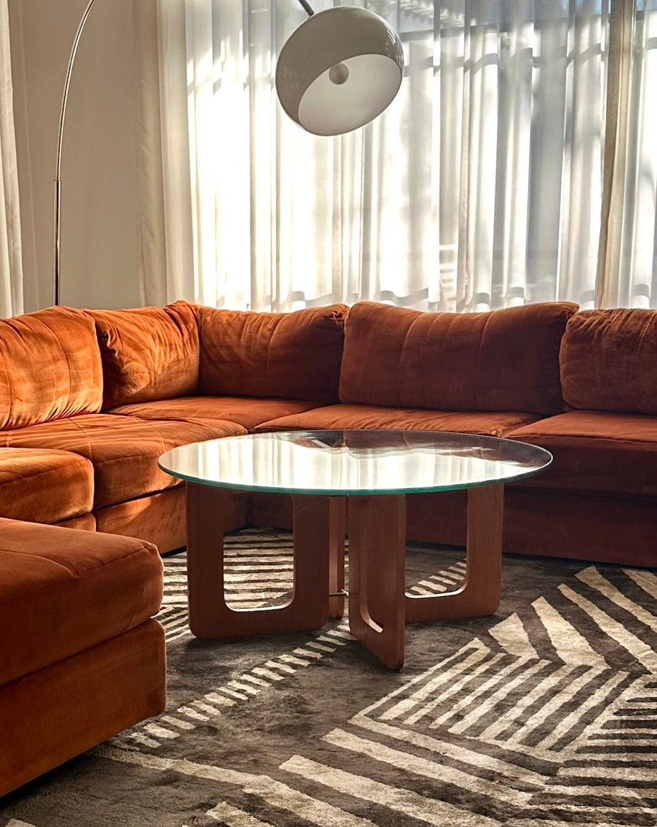 Mid Century Geometric Teak Coffee Table