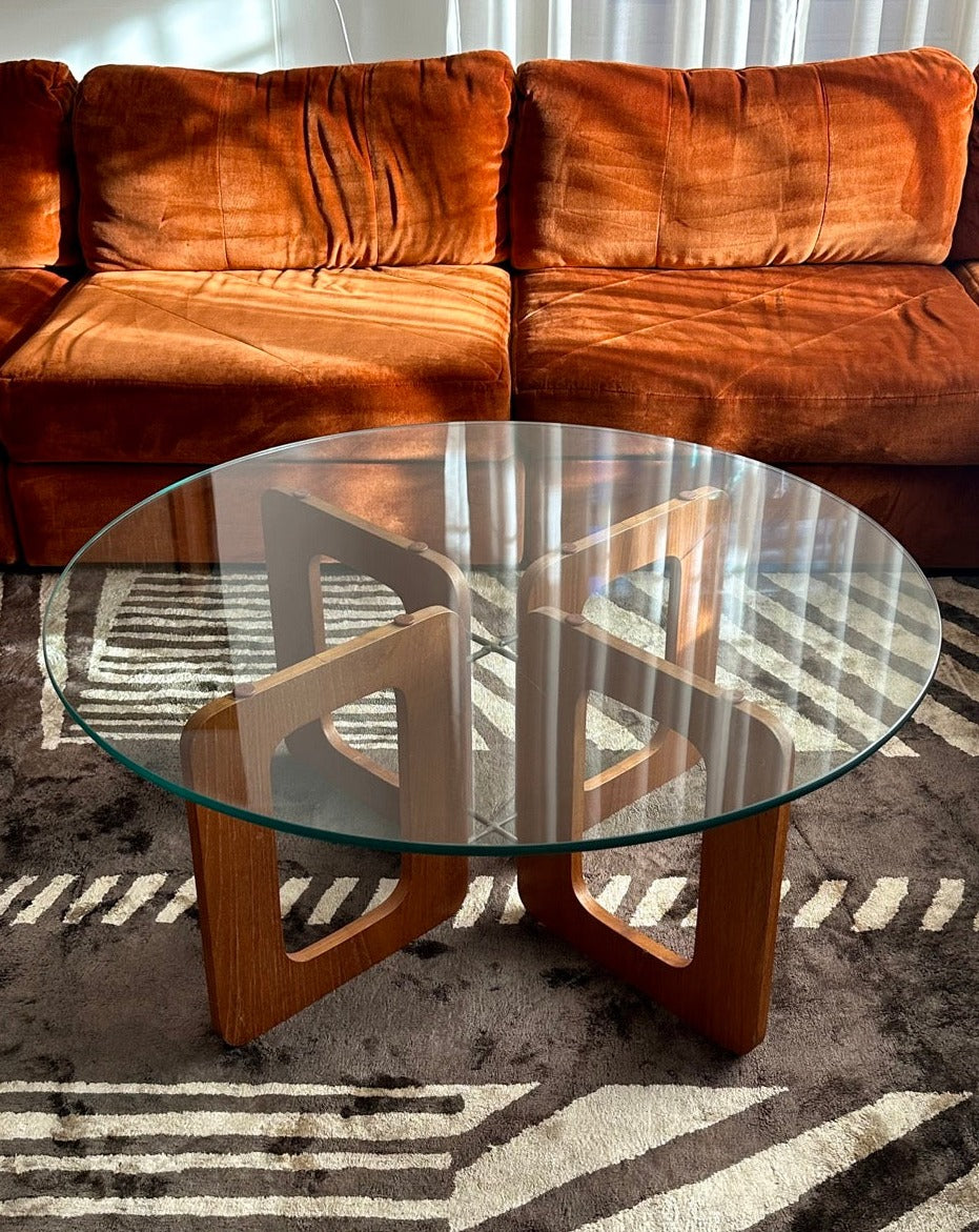 Mid Century Geometric Teak Coffee Table