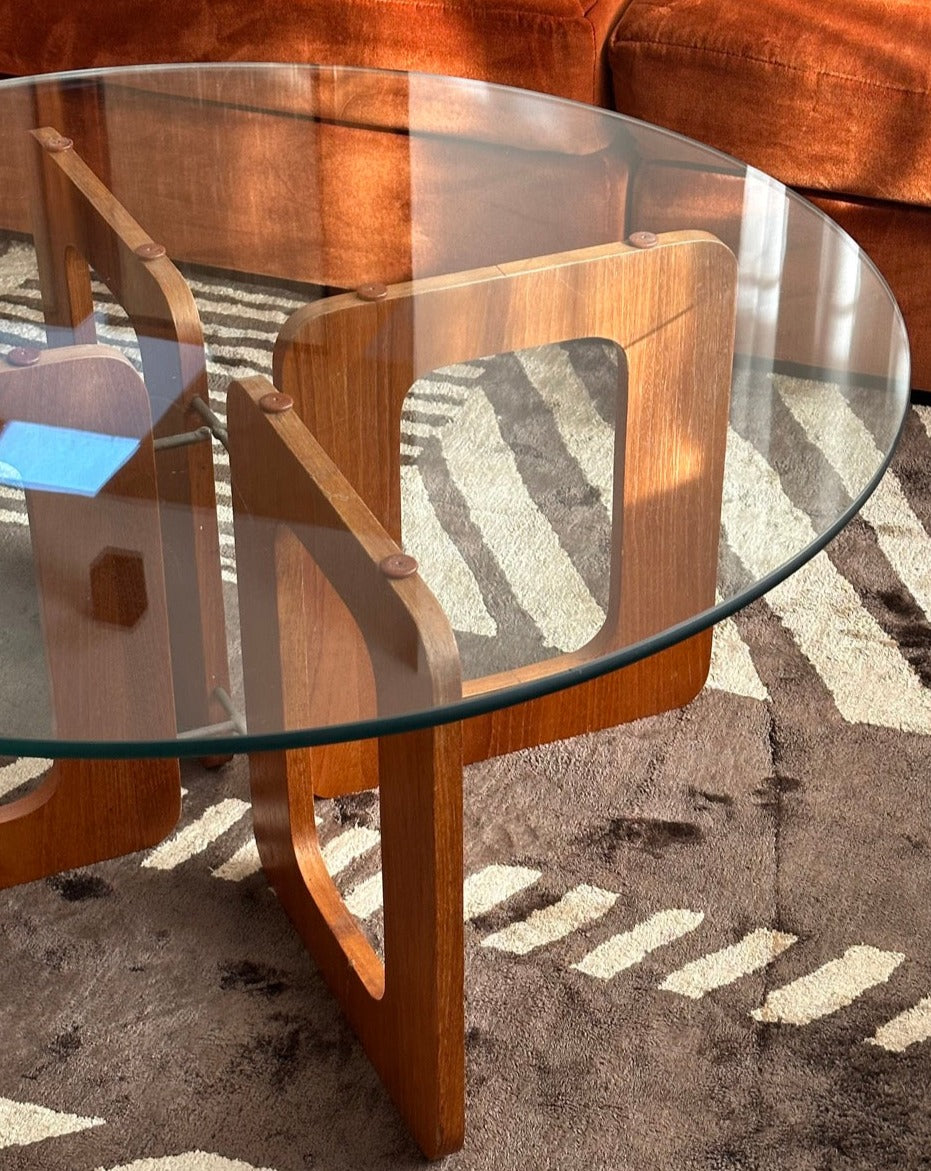 Mid Century Geometric Teak Coffee Table