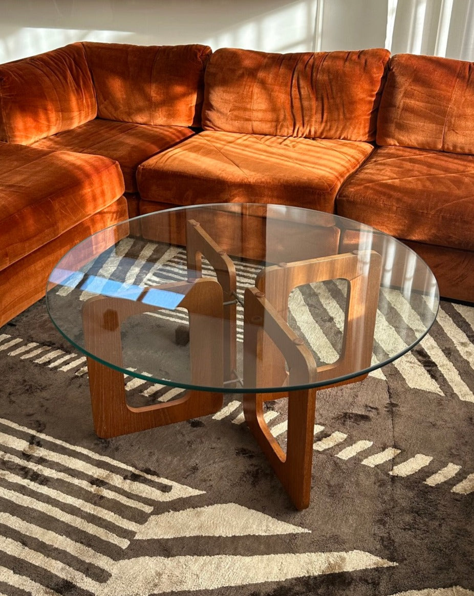 Mid Century Geometric Teak Coffee Table