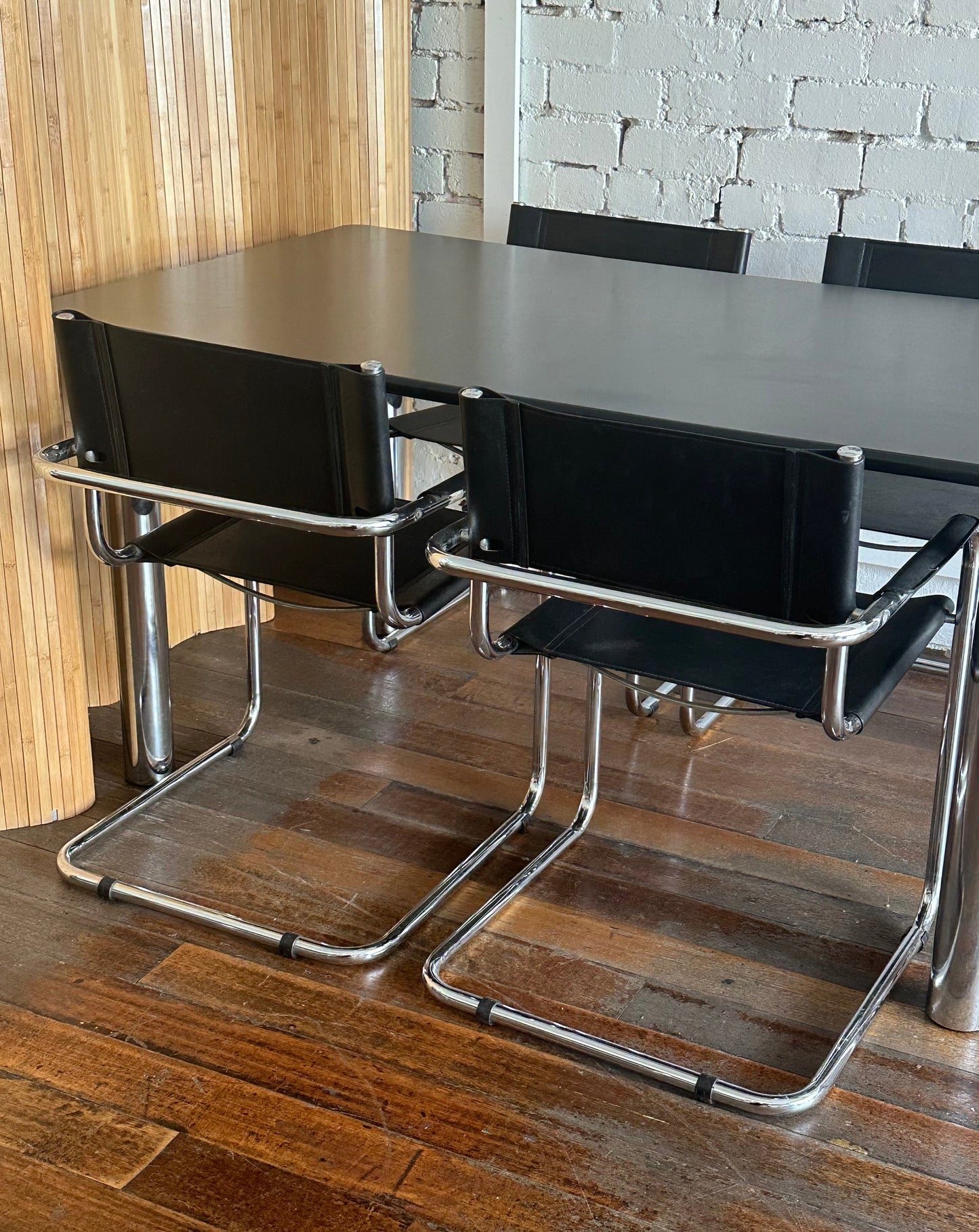 Leather and Chrome Dining Chairs, 1960s