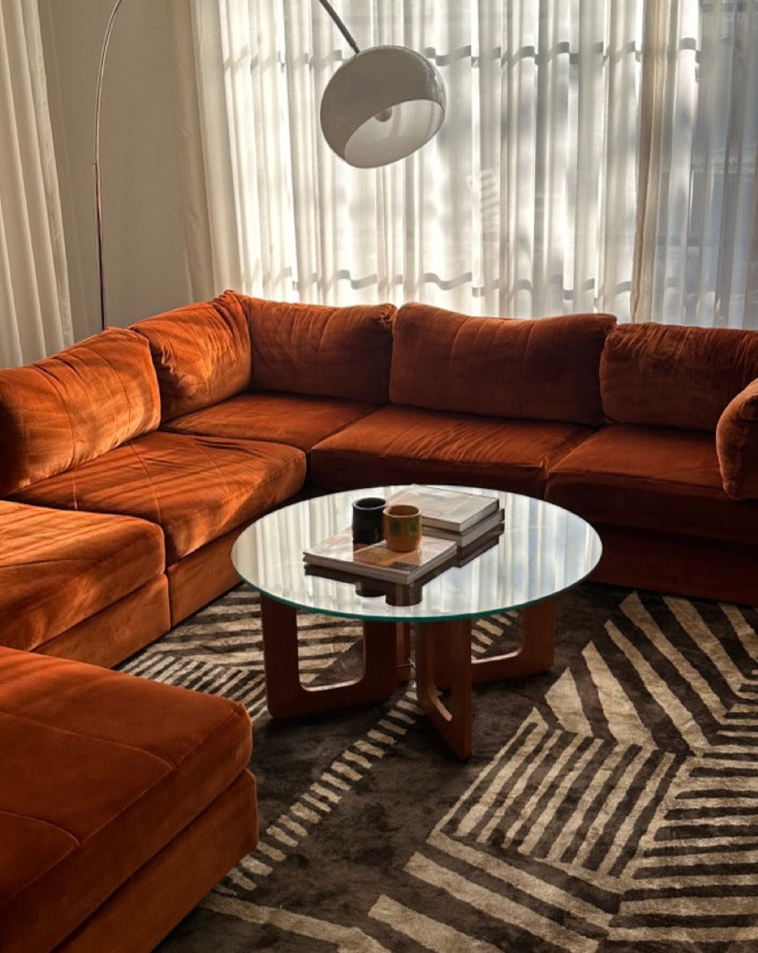 Mid Century Geometric Teak Coffee Table