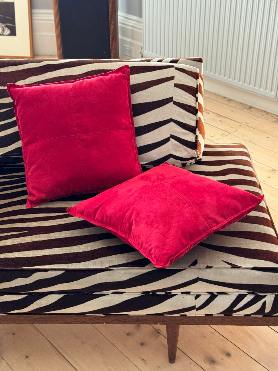 Pair of Vintage Pink Suede Cushions