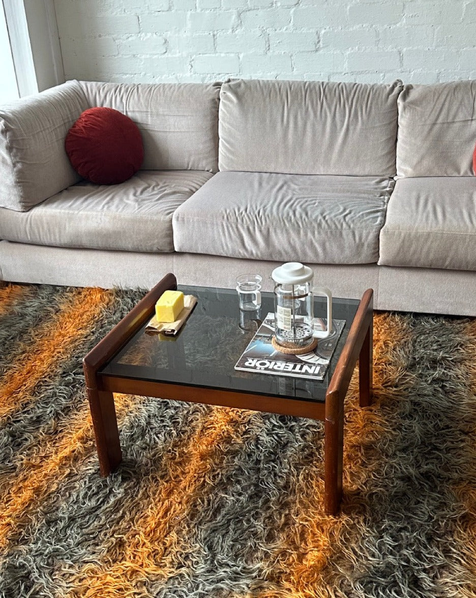 Teak and Smoked Glass Coffee Table