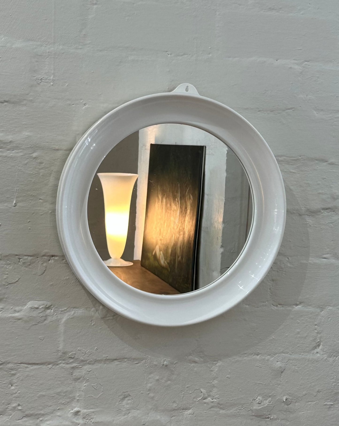 White Vintage Space Age Mirror