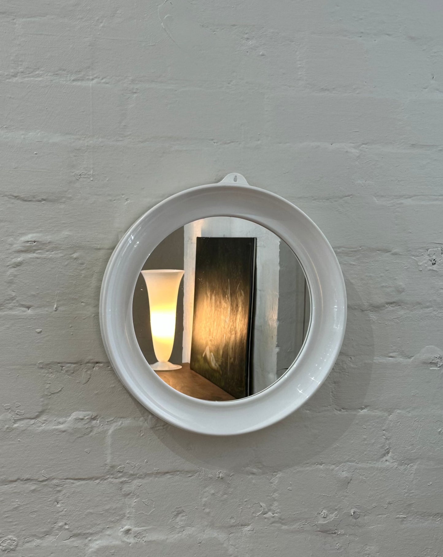 White Vintage Space Age Mirror