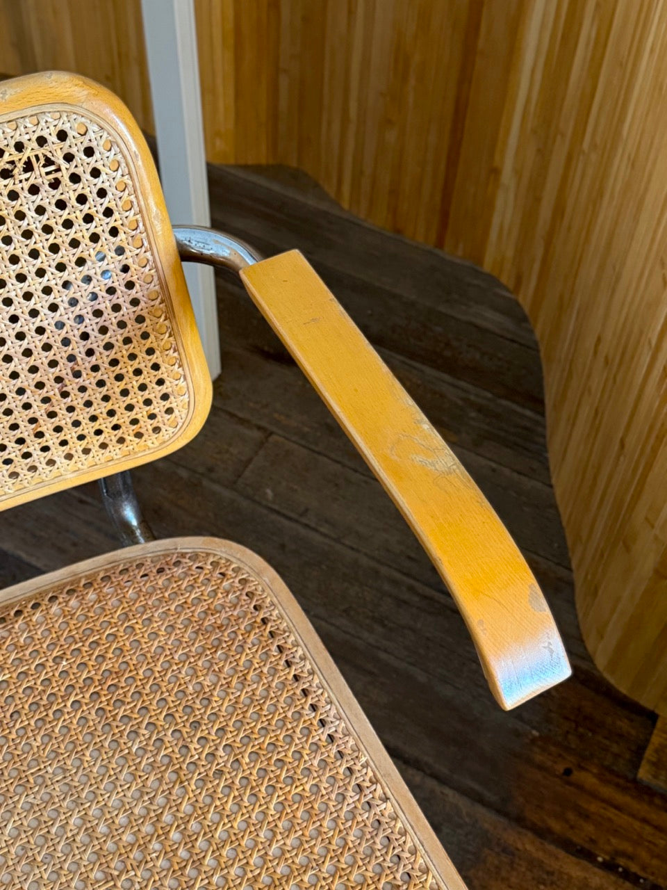 Pair of Vintage Cesca Chairs with Armrests in the style of Marcel Breuer