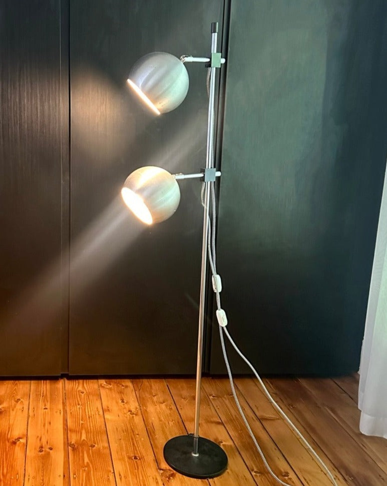 Double Head Chrome Floor Lamp