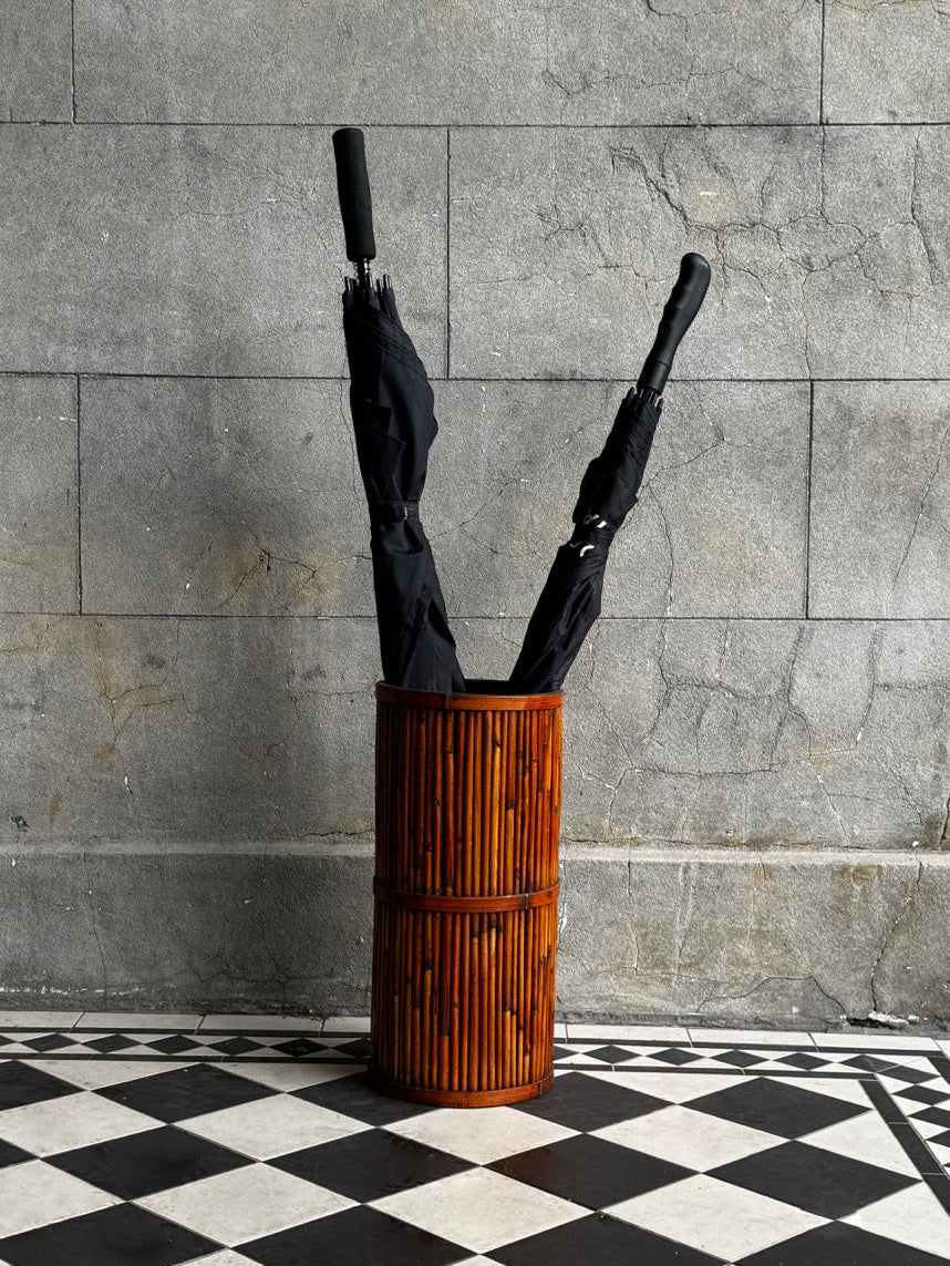 Vintage Bamboo and Rattan Umbrella Stand