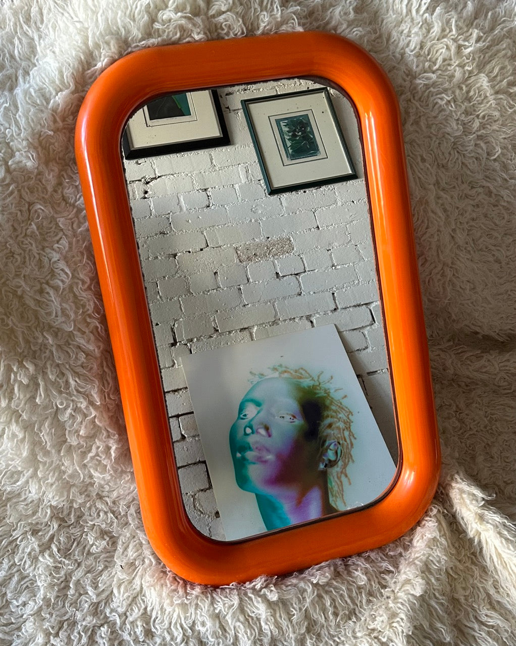 Orange Plastic Bulbous Mirror