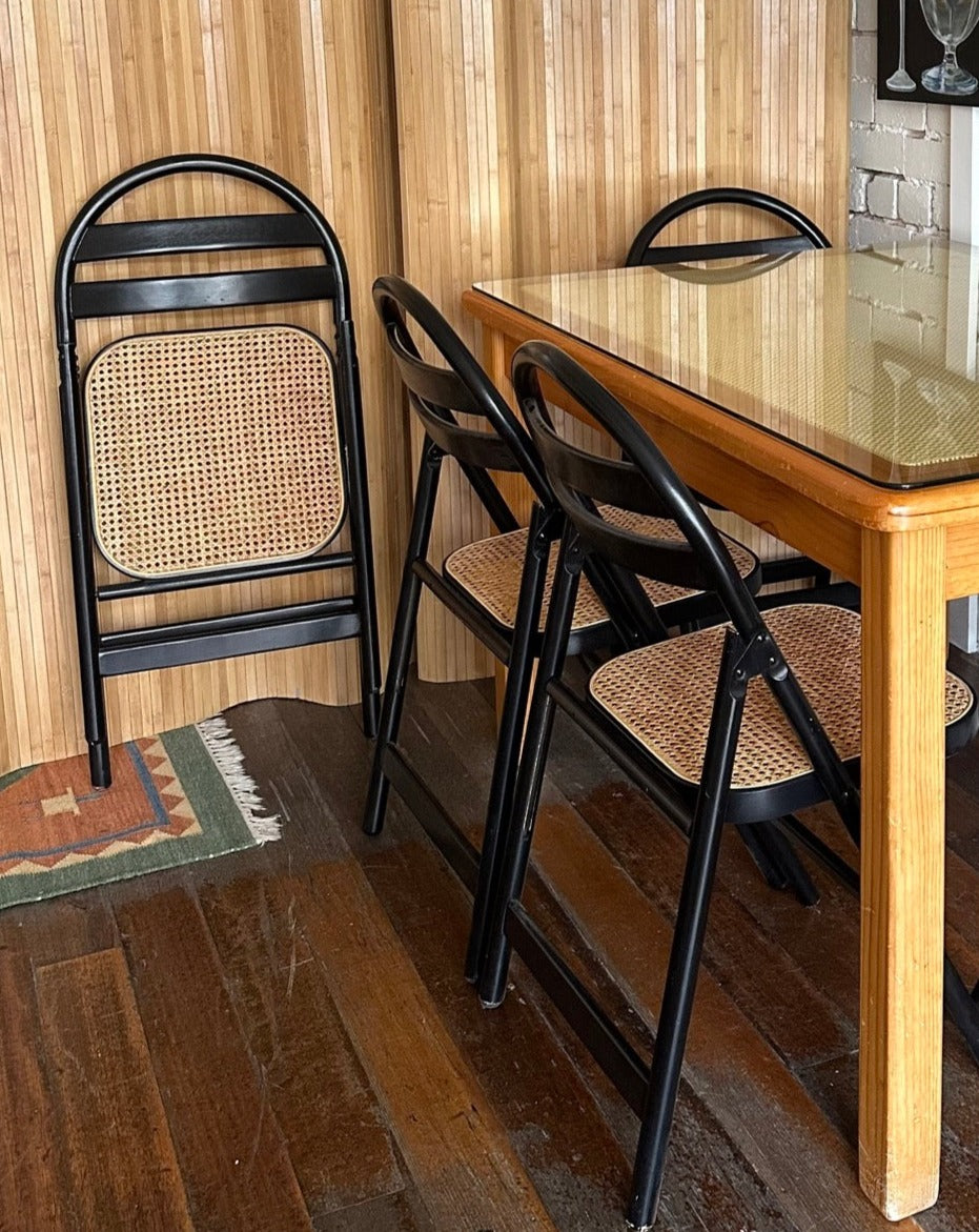 Set of 5 Folding Rattan Chairs
