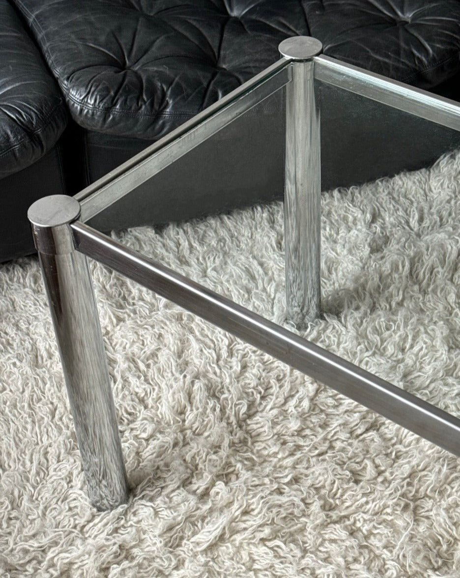 Vintage Chrome and Glass Coffee Table