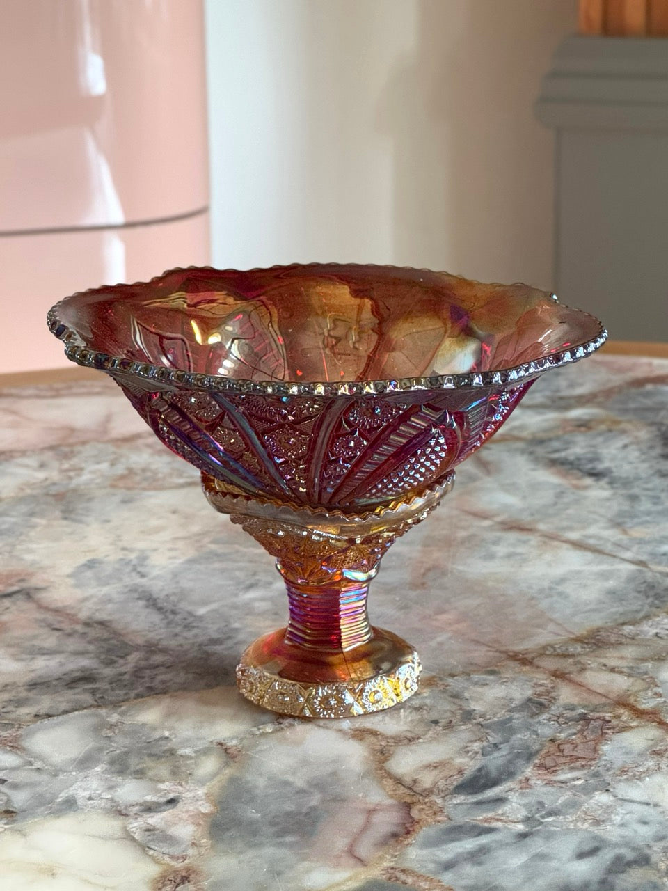 Indiana Glass Iridescent Glass Pedestal Bowl