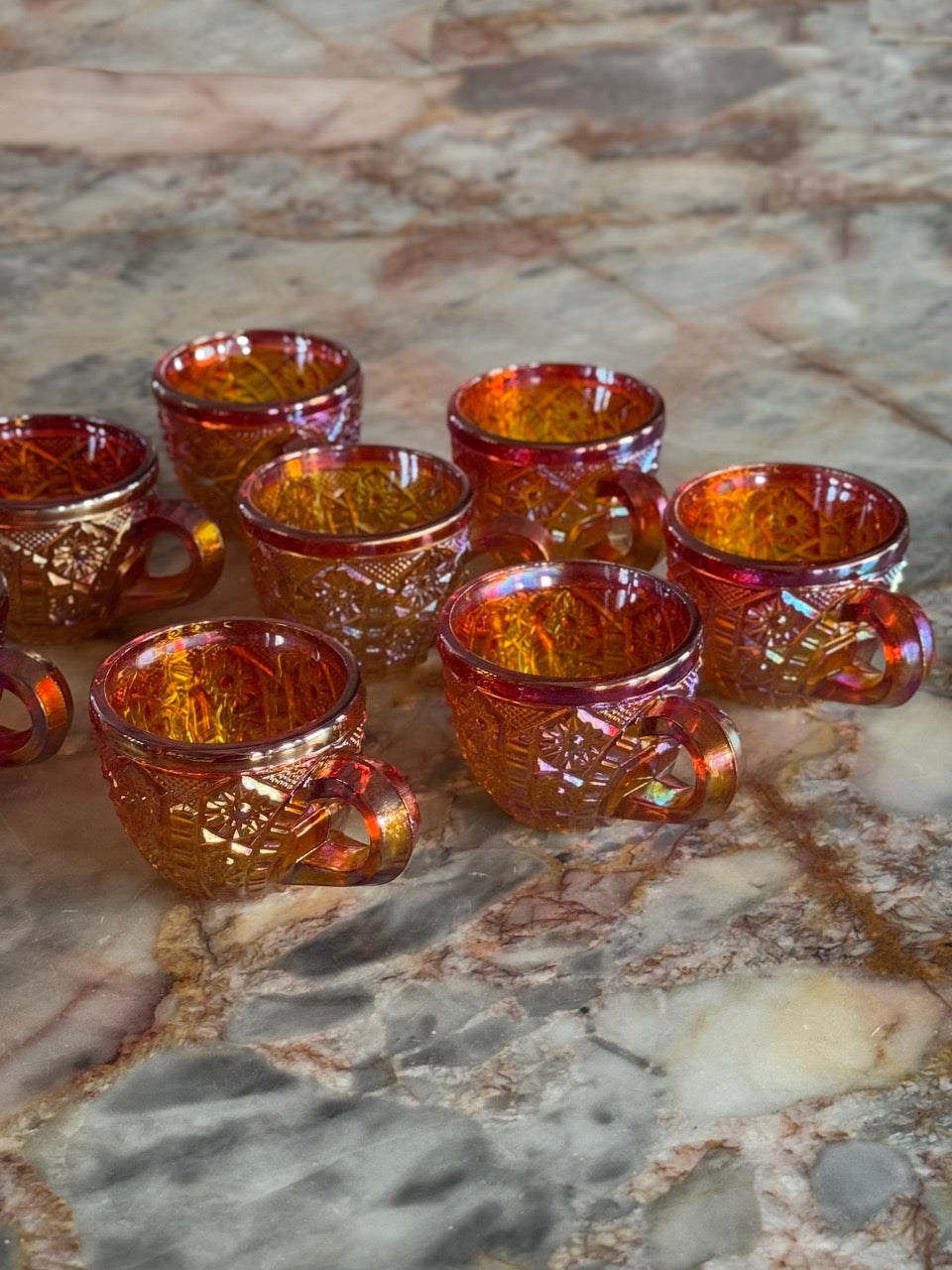 Set of 8 Indiana Glass Iridescent Glasses