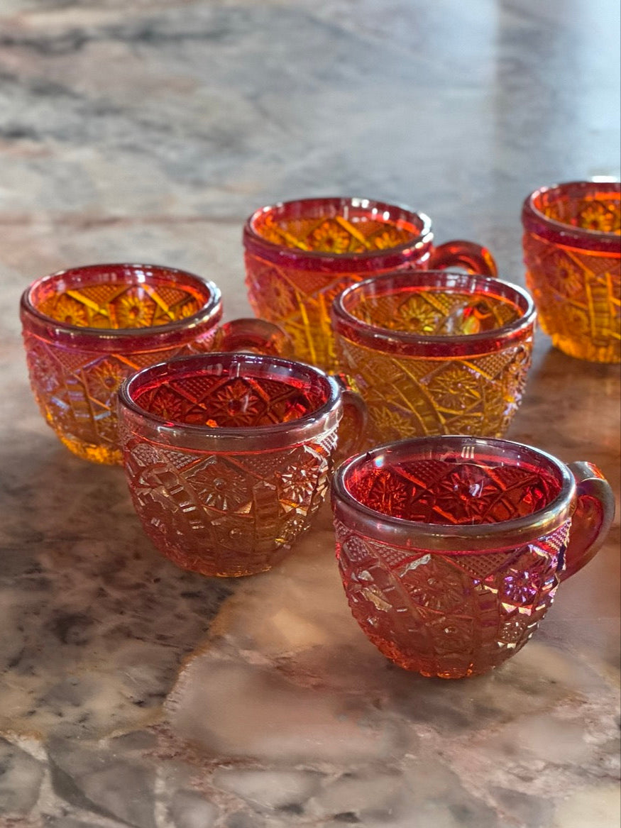 Set of 8 Indiana Glass Iridescent Glasses