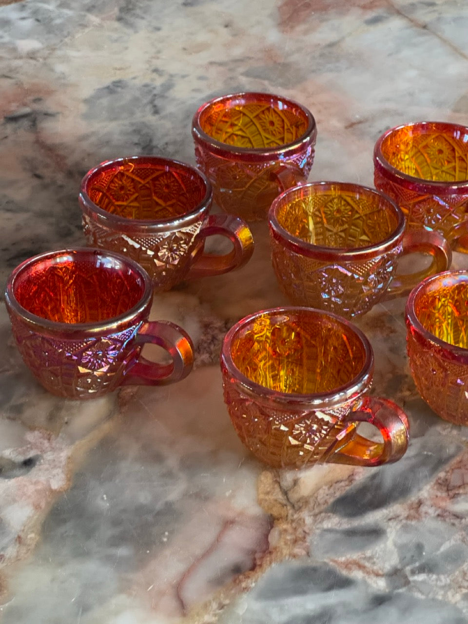 Set of 8 Indiana Glass Iridescent Glasses