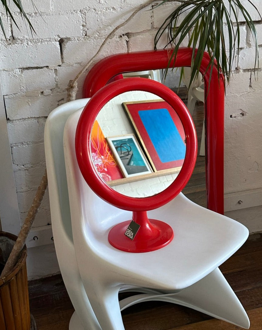 1970s Red Vanity Mirror