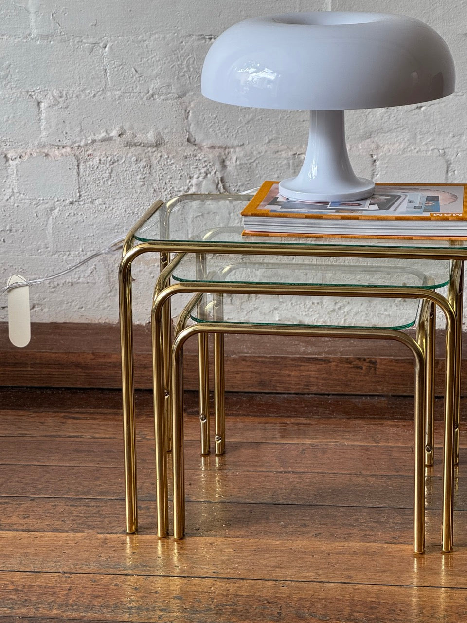 Vintage Brass and Glass Nesting Tables