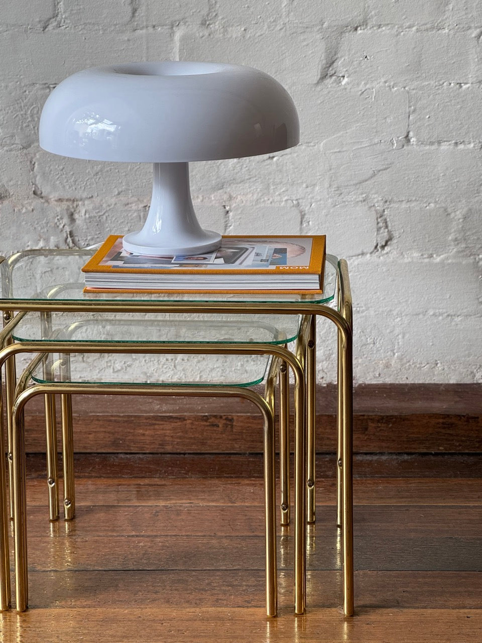 Vintage Brass and Glass Nesting Tables