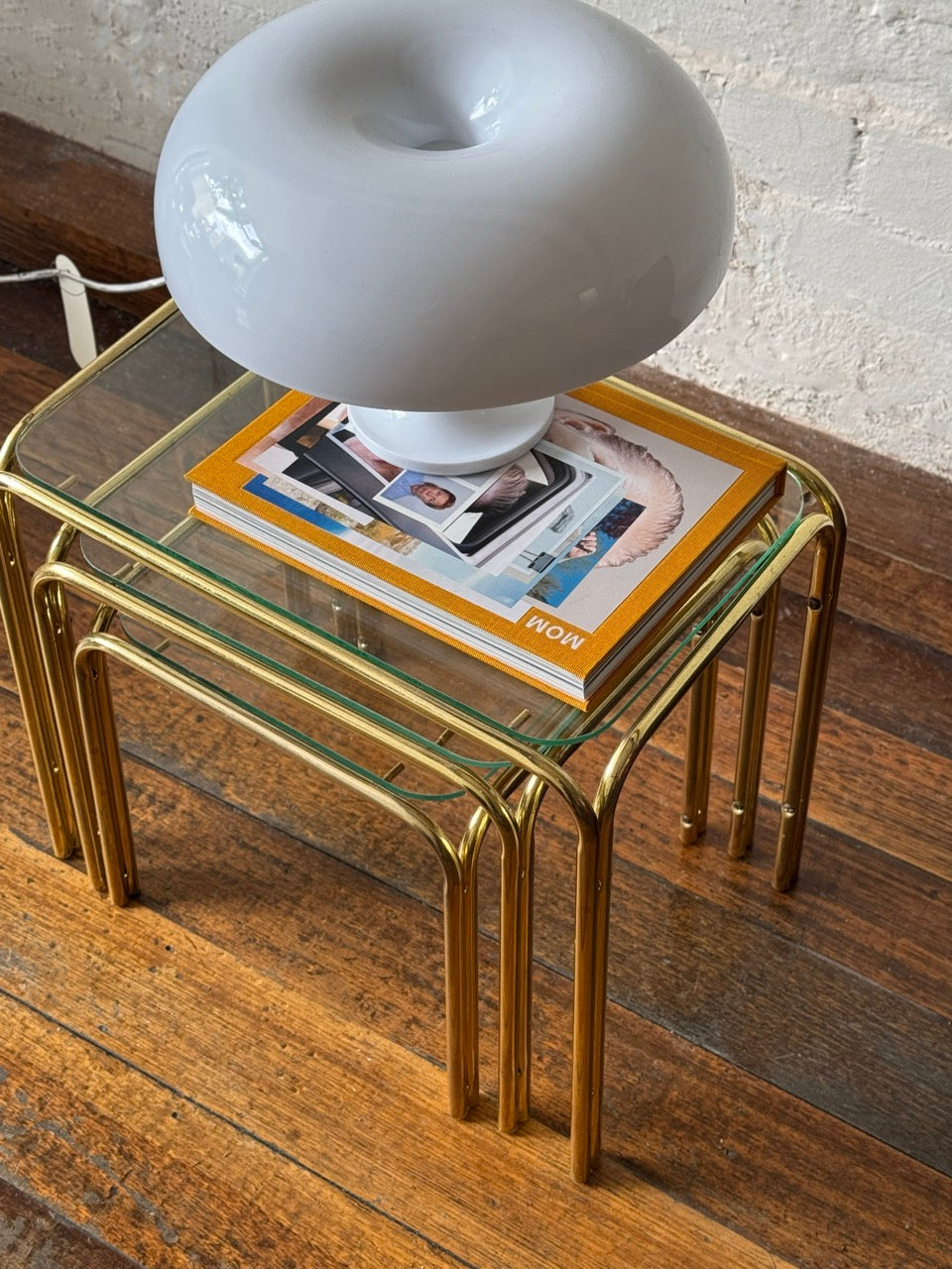 Vintage Brass and Glass Nesting Tables