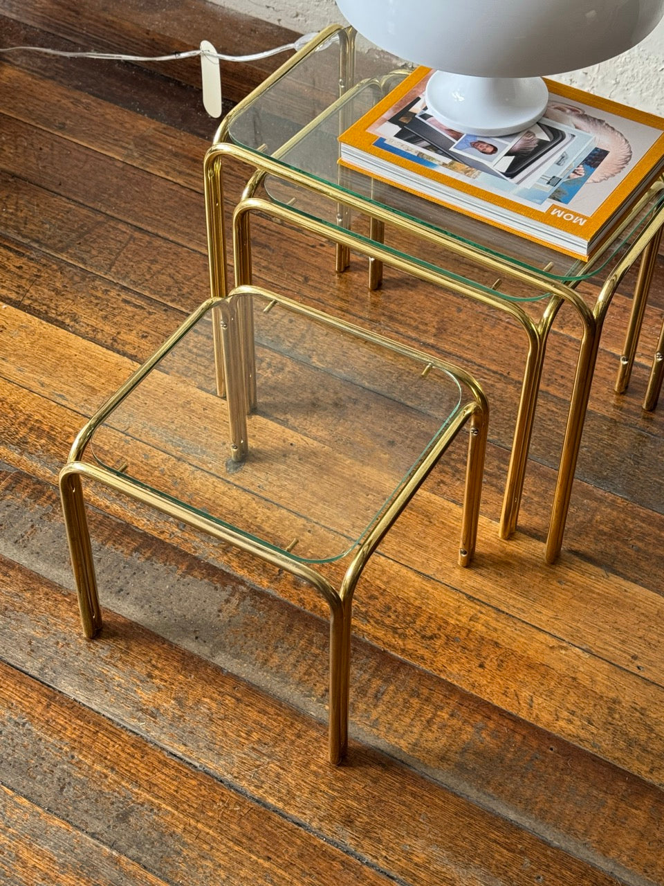 Vintage Brass and Glass Nesting Tables