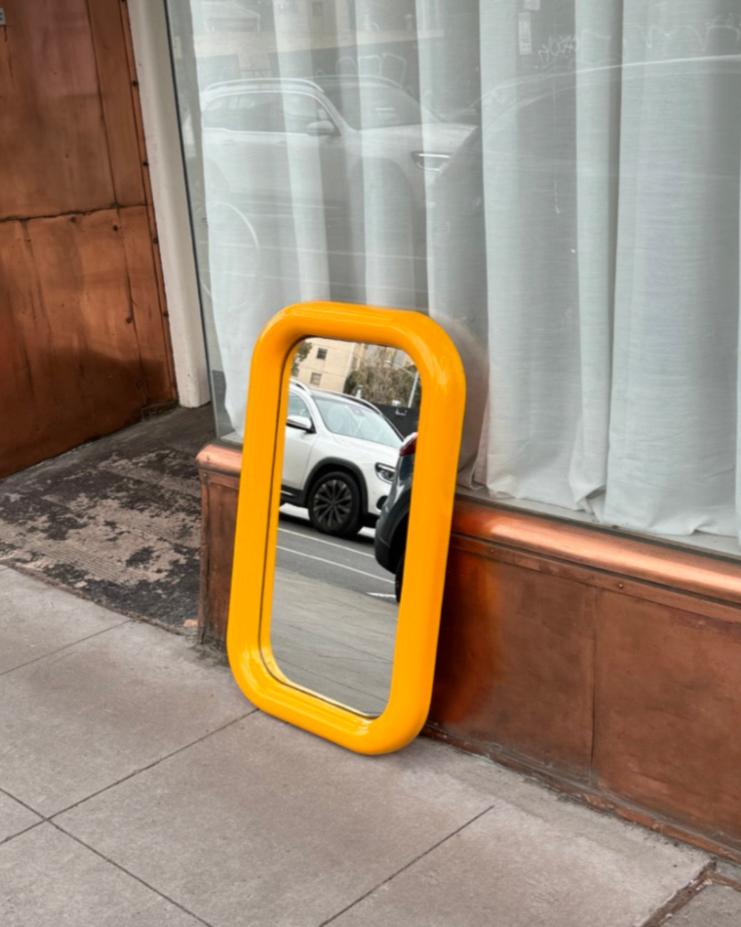 Yellow Plastic Bulbous Mirror