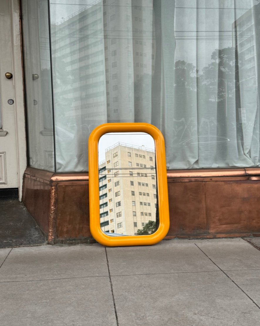 Yellow Plastic Bulbous Mirror