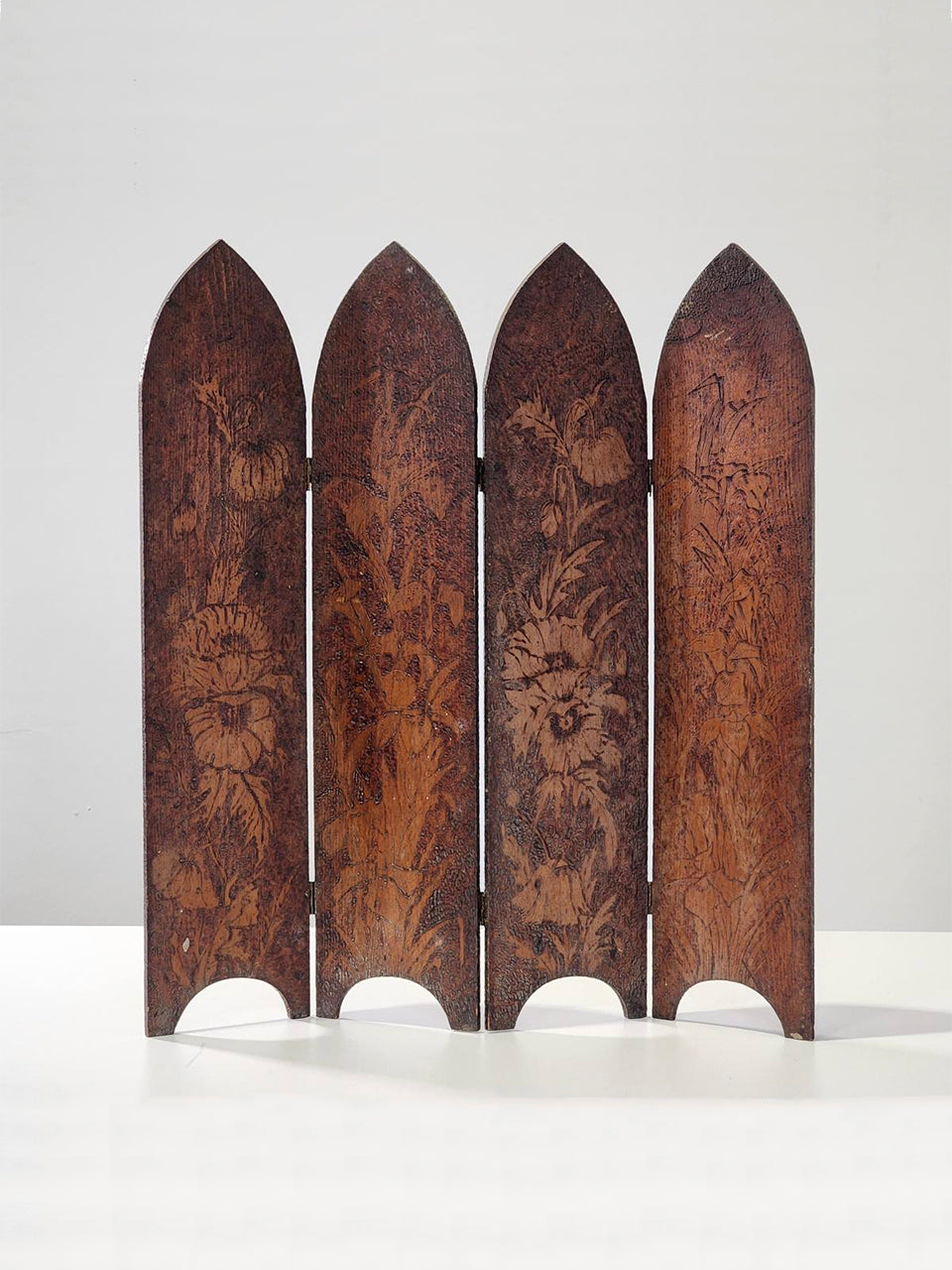 Antique Pine Four Panel Fire Screen
