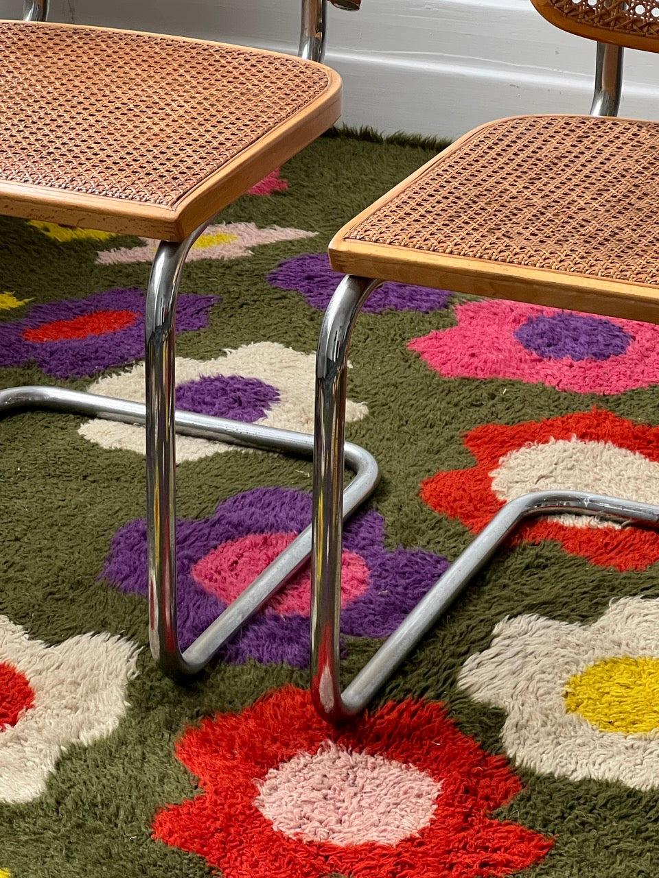 Pair of Vintage Cesca Chairs with Armrests in the style of Marcel Breuer