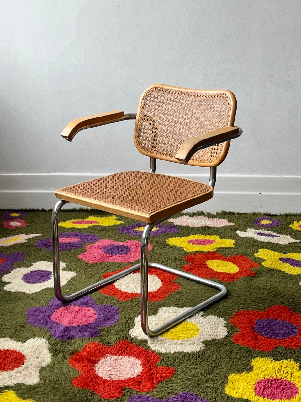 Pair of Vintage Cesca Chairs with Armrests in the style of Marcel Breuer