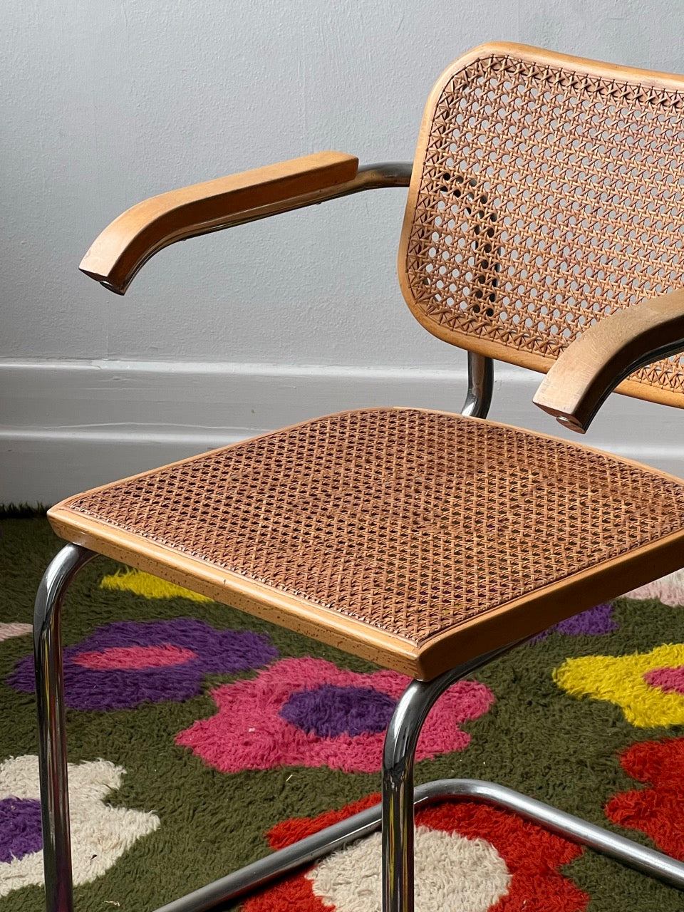 Pair of Vintage Cesca Chairs with Armrests in the style of Marcel Breuer