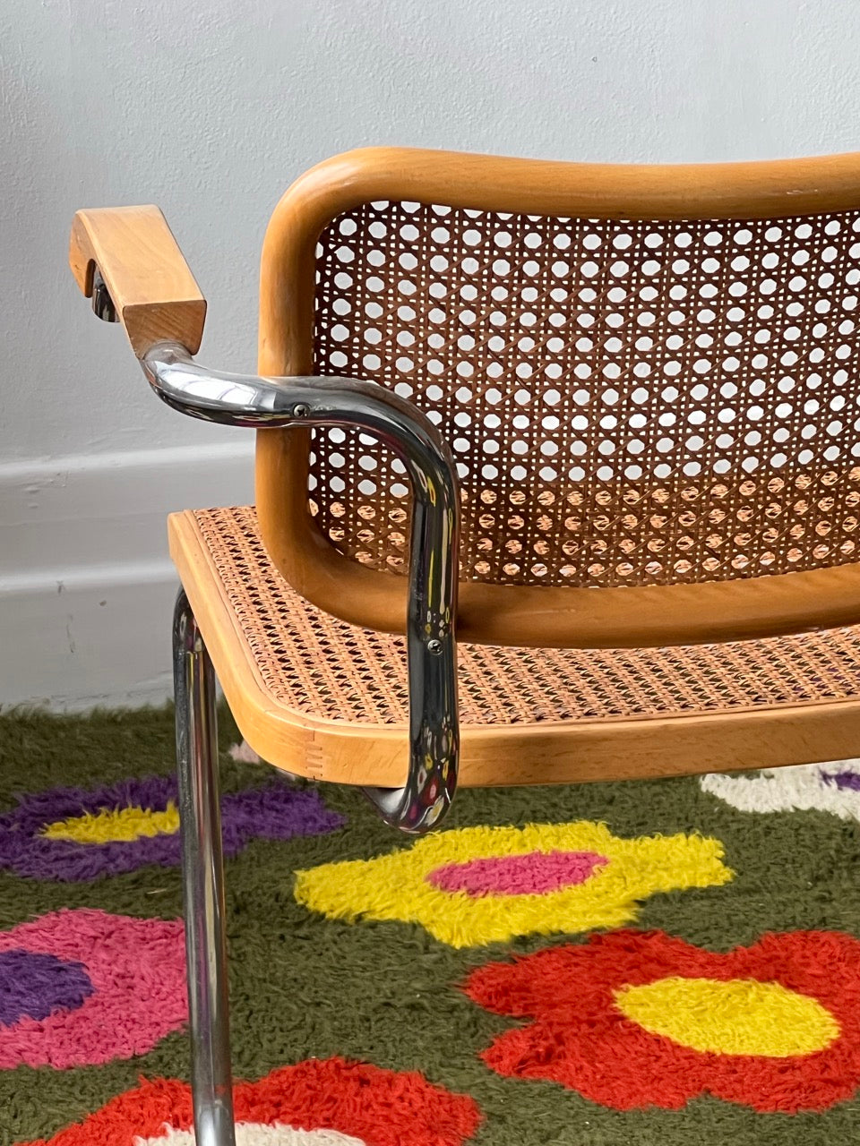 Pair of Vintage Cesca Chairs with Armrests in the style of Marcel Breuer