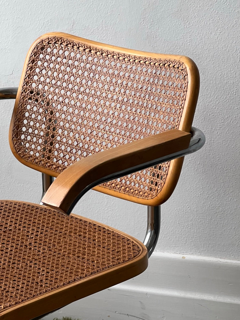 Pair of Vintage Cesca Chairs with Armrests in the style of Marcel Breuer