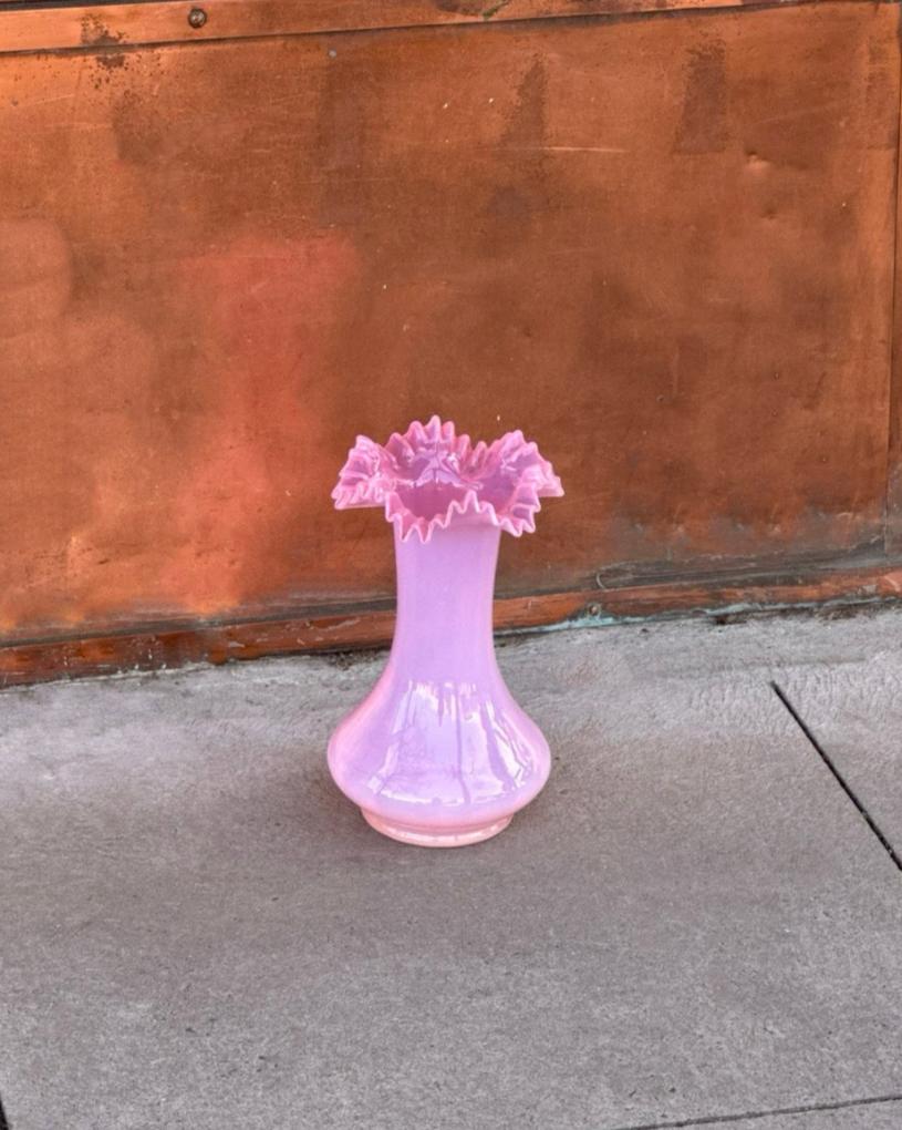 Pink Opalescent Glass Vase