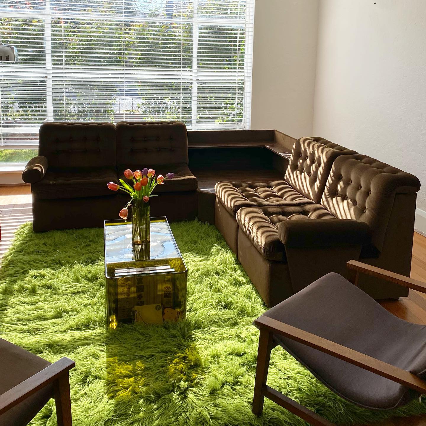 Green Flokati Rug