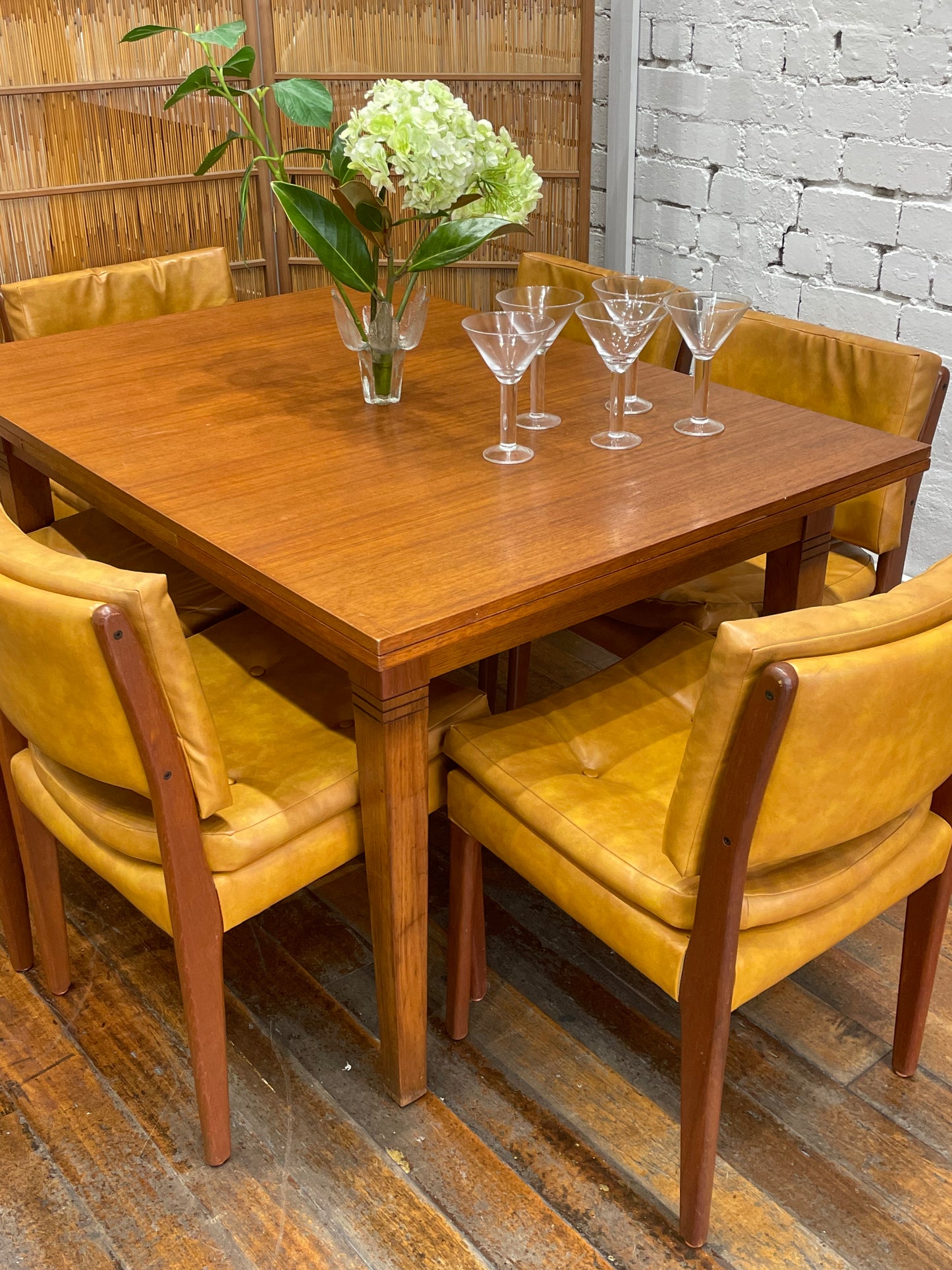 Seven Piece Vintage Teak Dining Setting