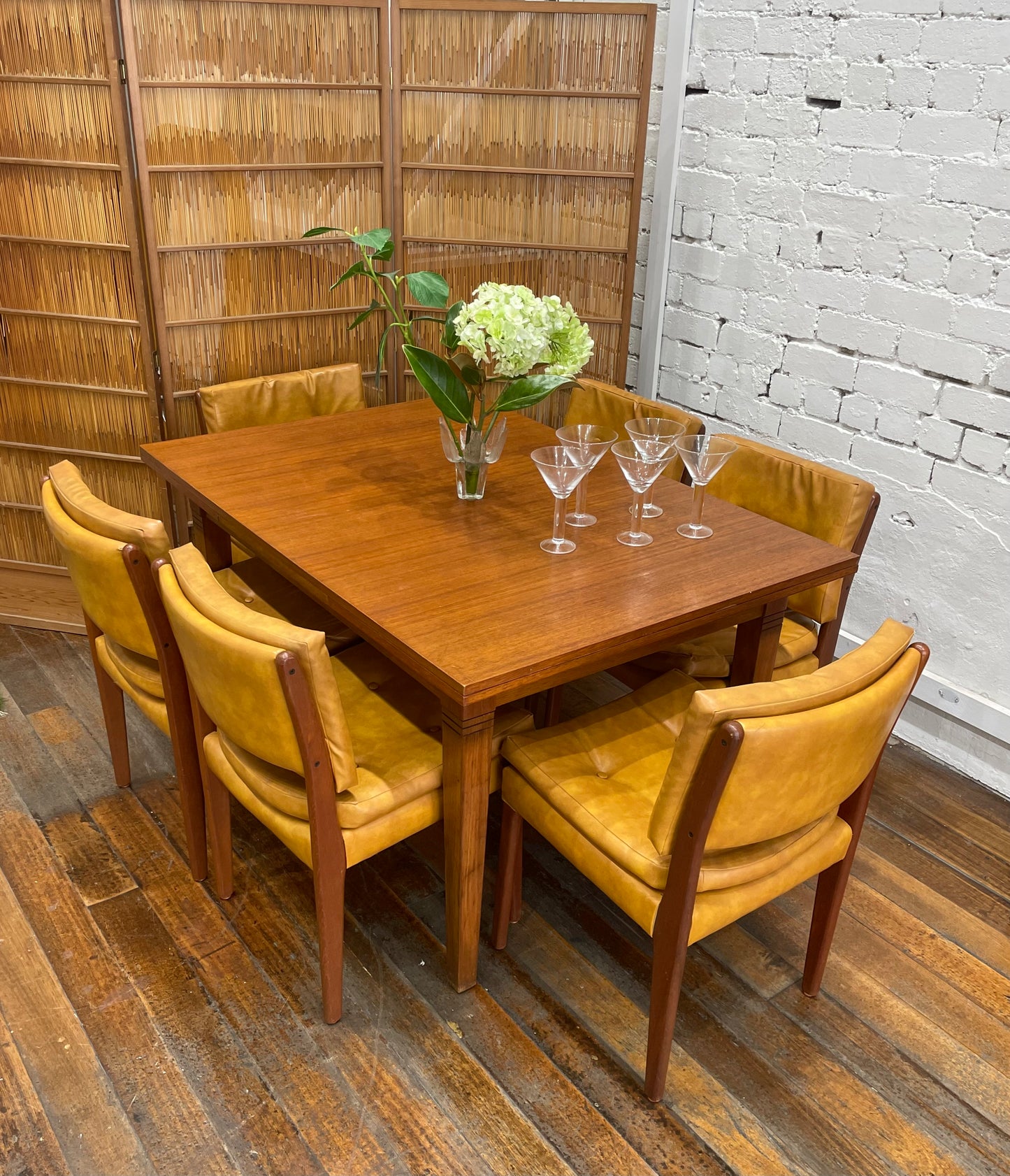Seven Piece Vintage Teak Dining Setting