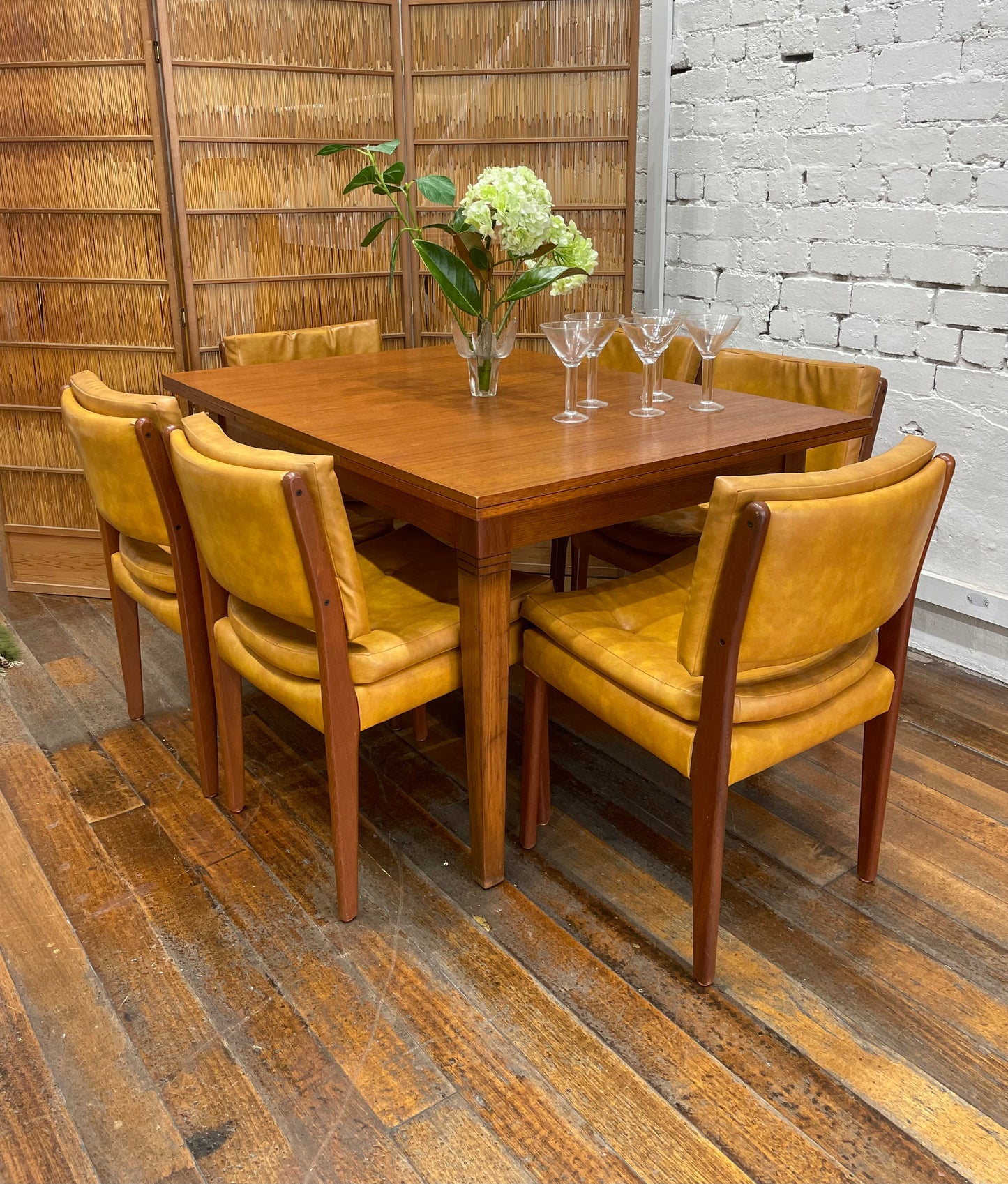Seven Piece Vintage Teak Dining Setting