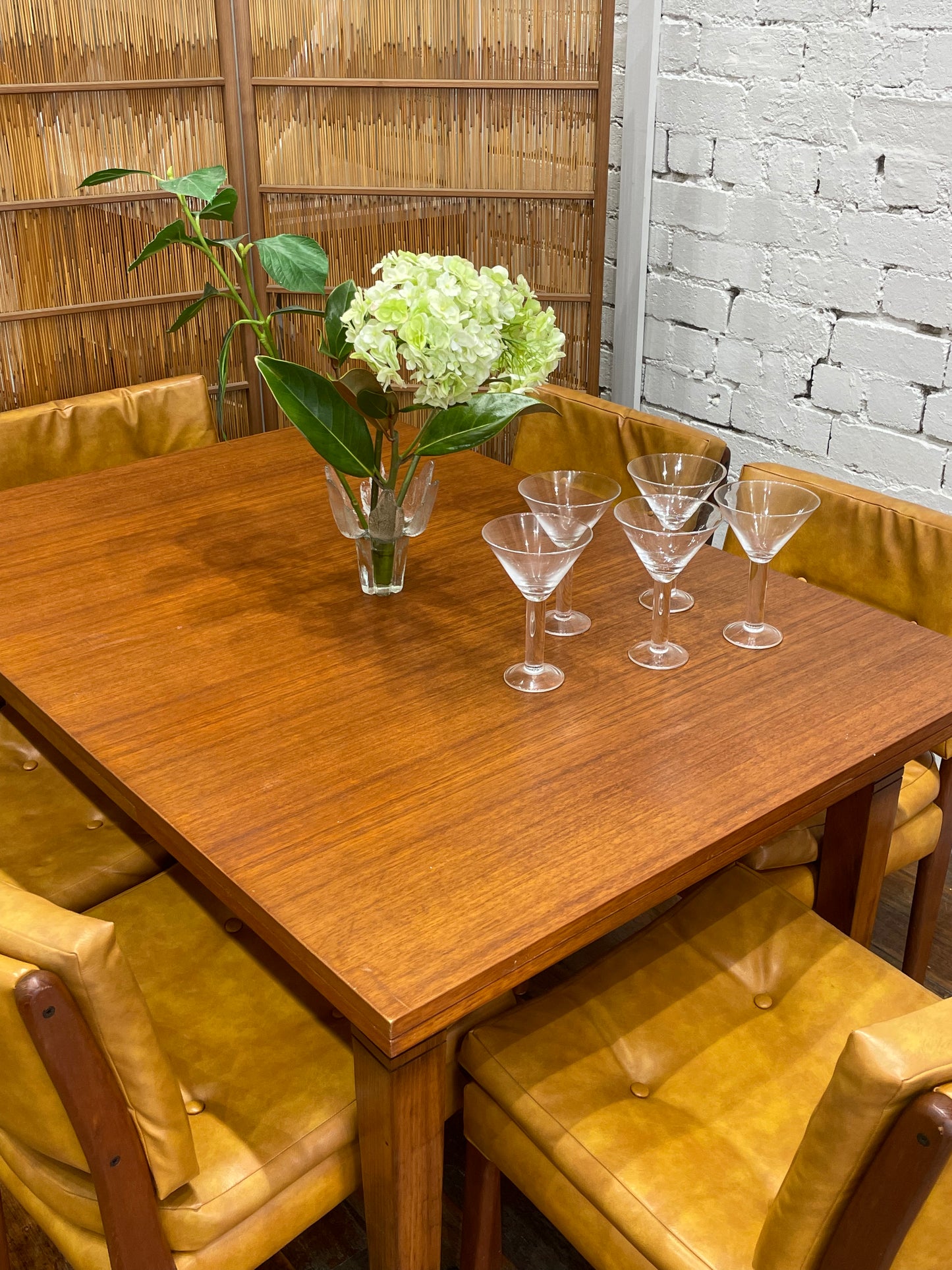 Seven Piece Vintage Teak Dining Setting