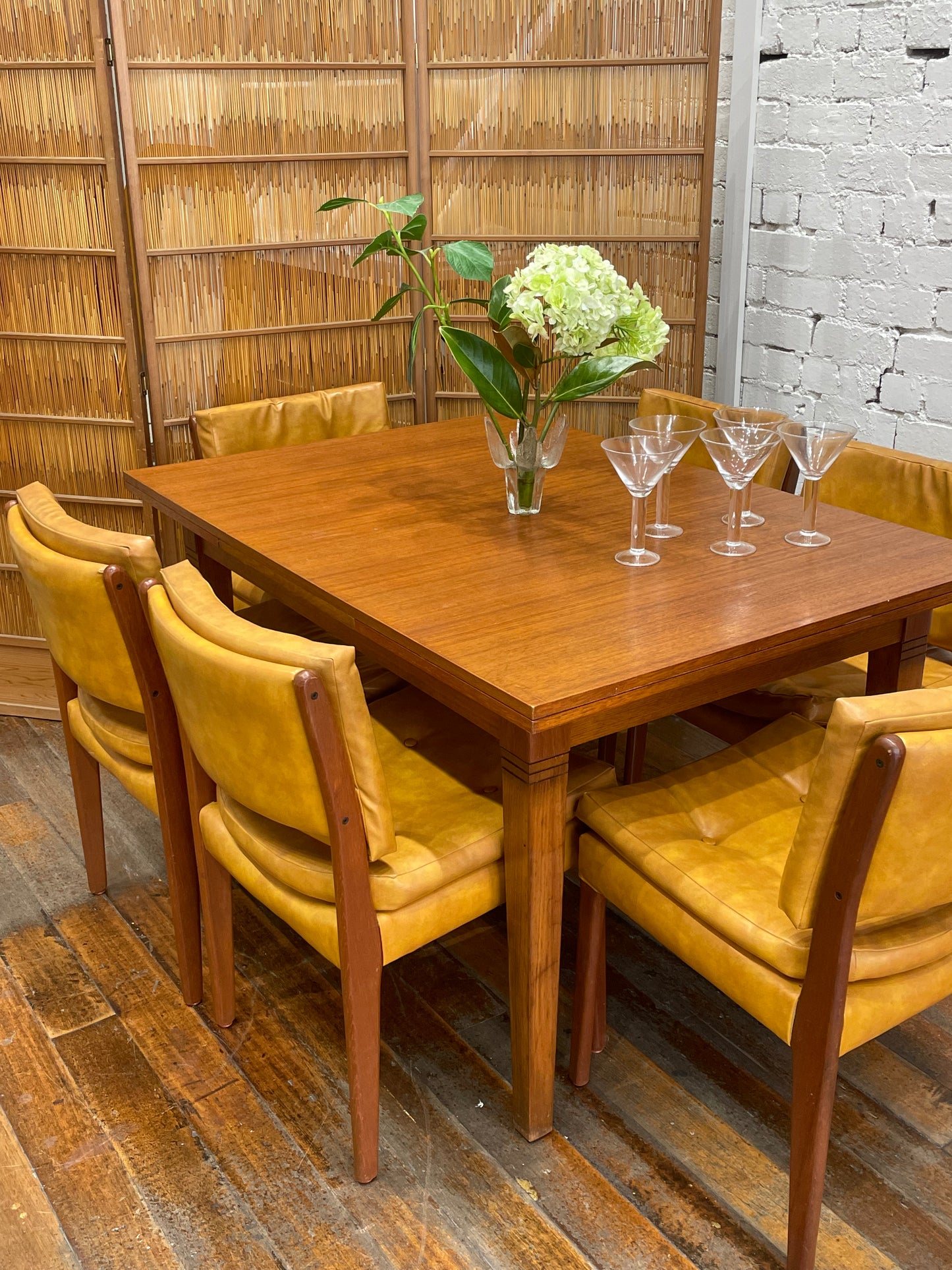 Seven Piece Vintage Teak Dining Setting