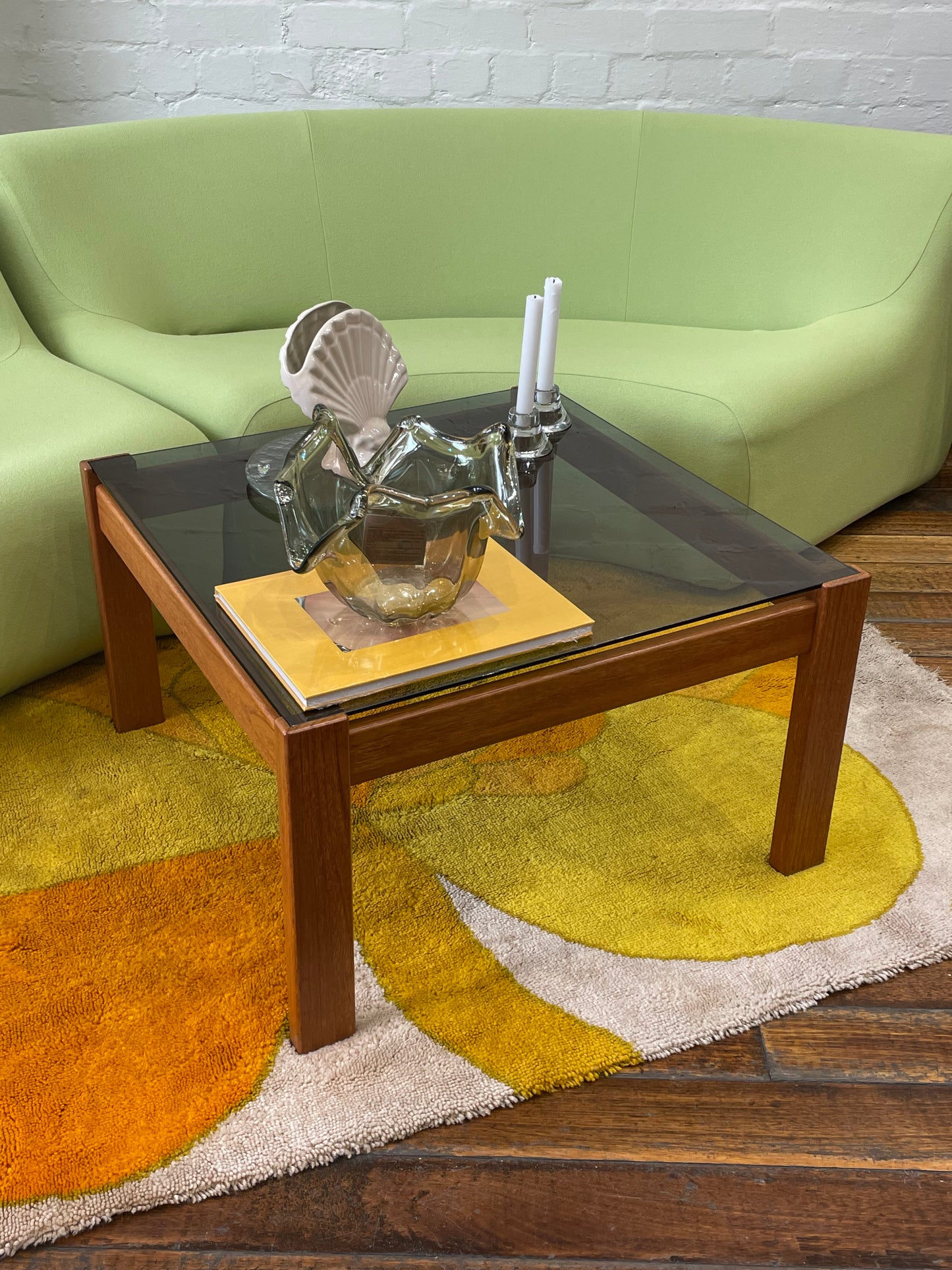Noblett Teak and Smoked Glass Coffee Table