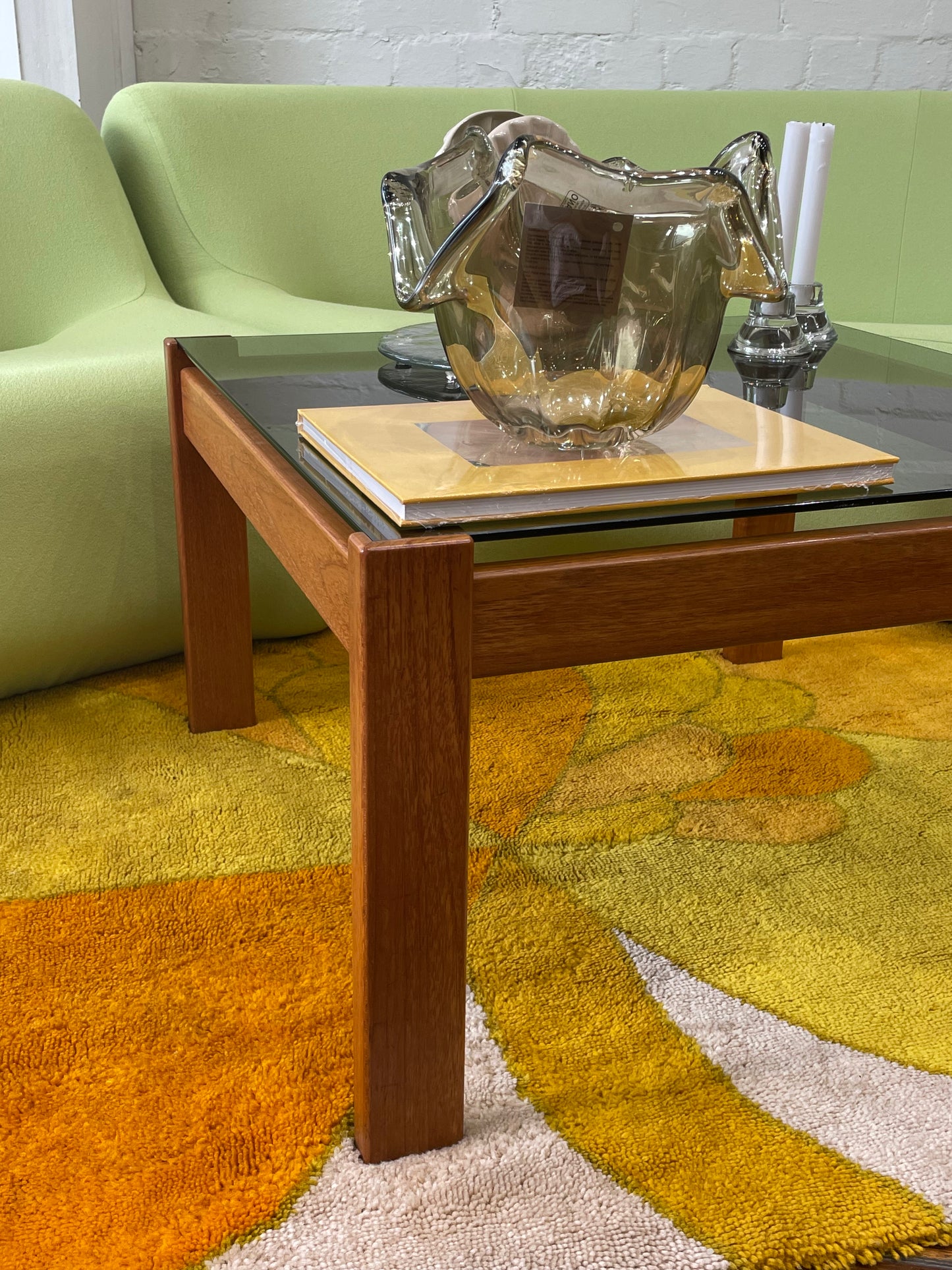 Noblett Teak and Smoked Glass Coffee Table