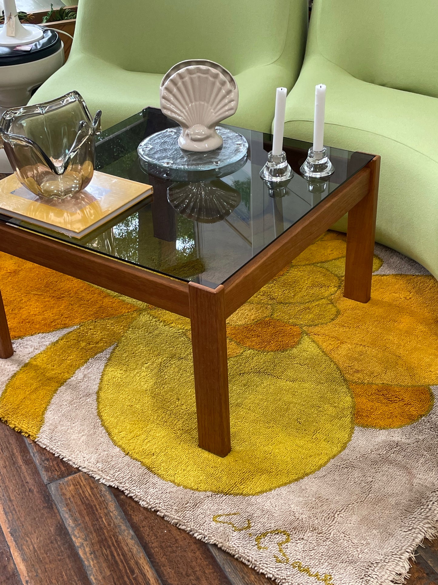 Noblett Teak and Smoked Glass Coffee Table