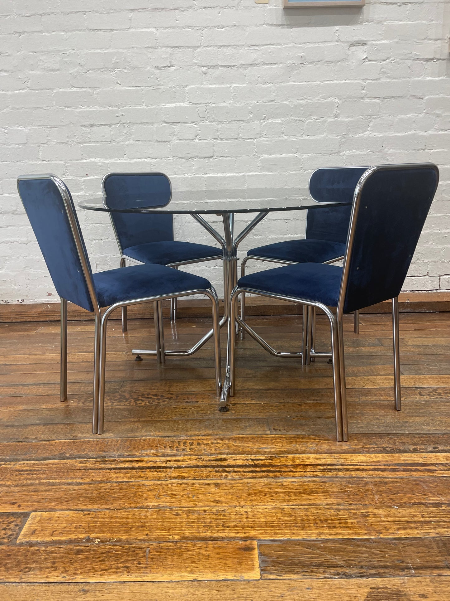 5 Piece Chrome and Smoked Glass Dining Set
