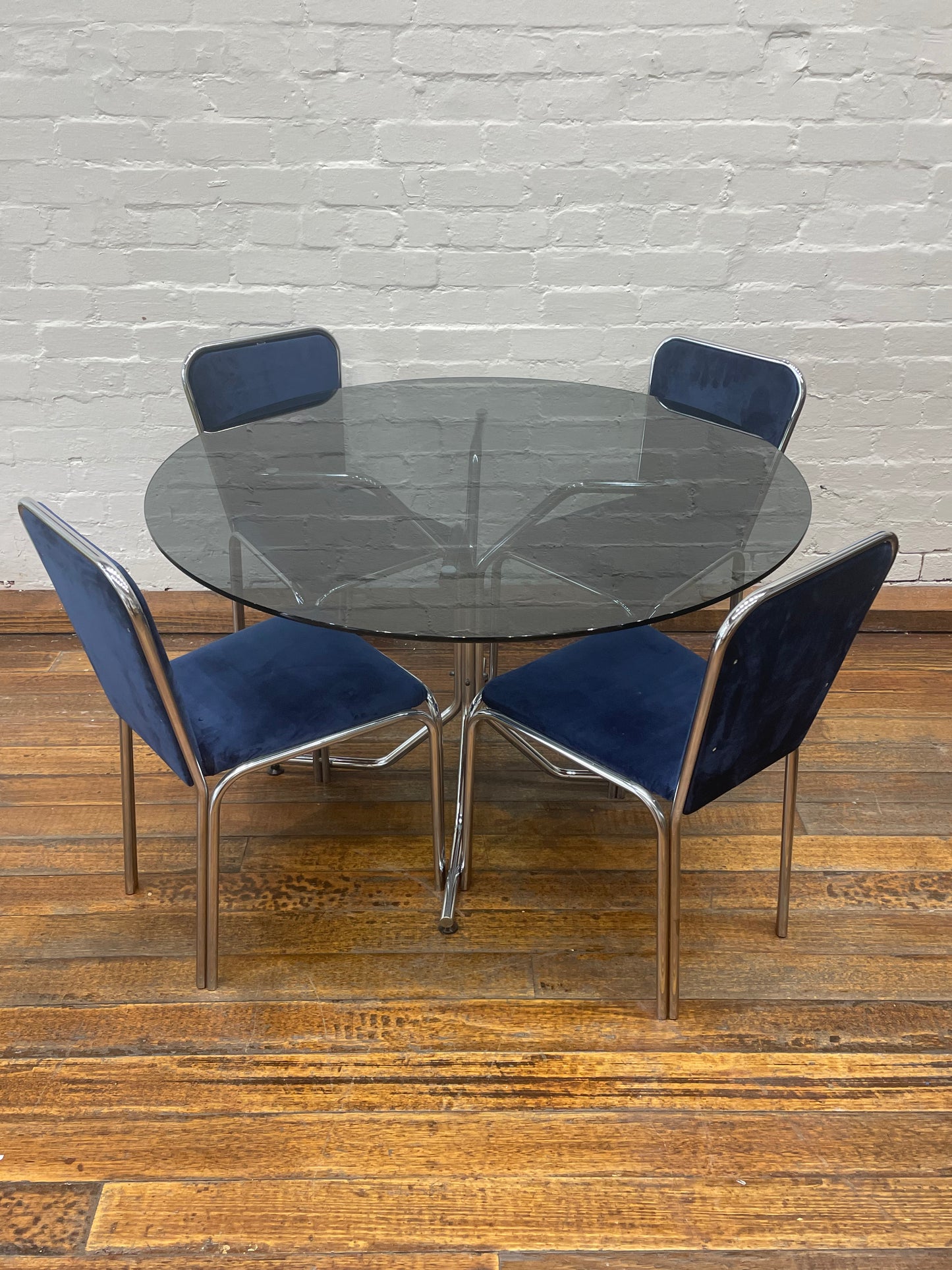 5 Piece Chrome and Smoked Glass Dining Set