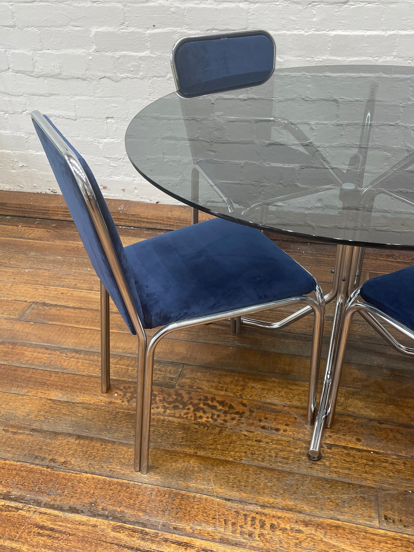 5 Piece Chrome and Smoked Glass Dining Set