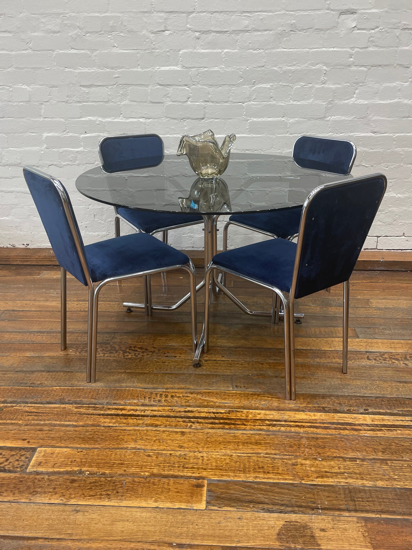 5 Piece Chrome and Smoked Glass Dining Set