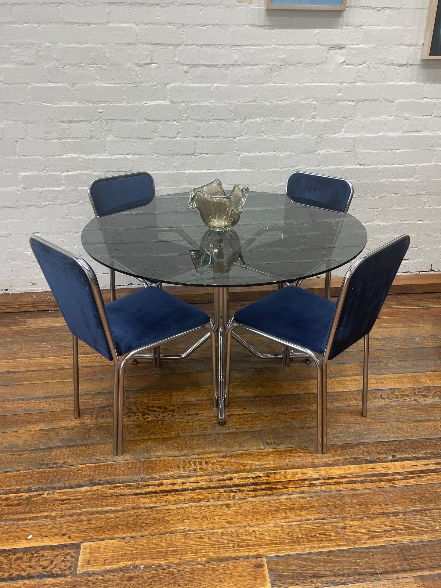5 Piece Chrome and Smoked Glass Dining Set
