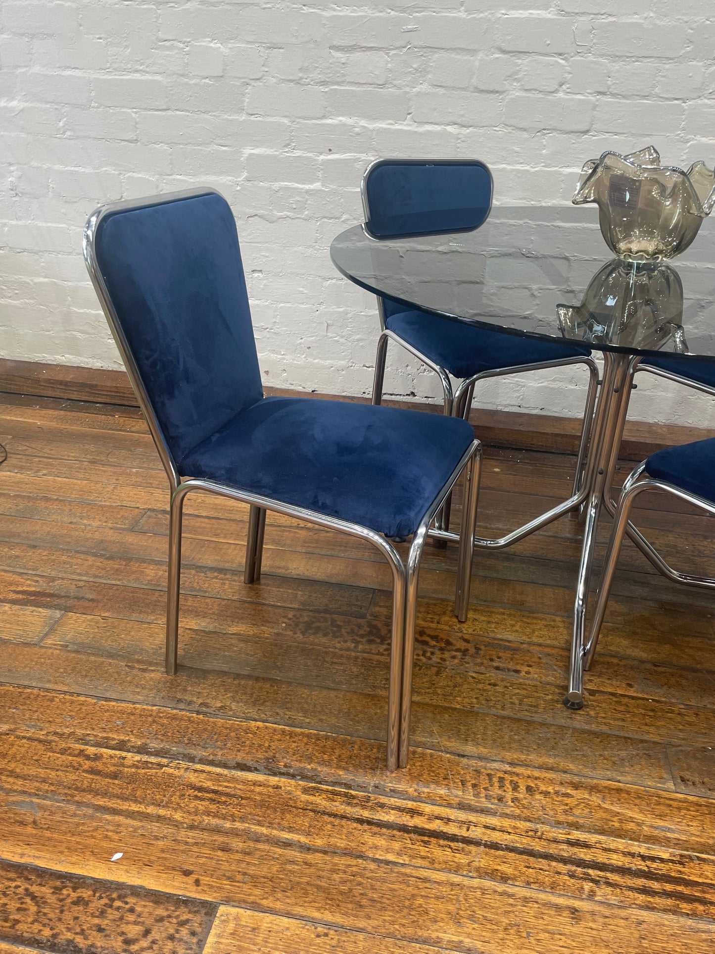 5 Piece Chrome and Smoked Glass Dining Set